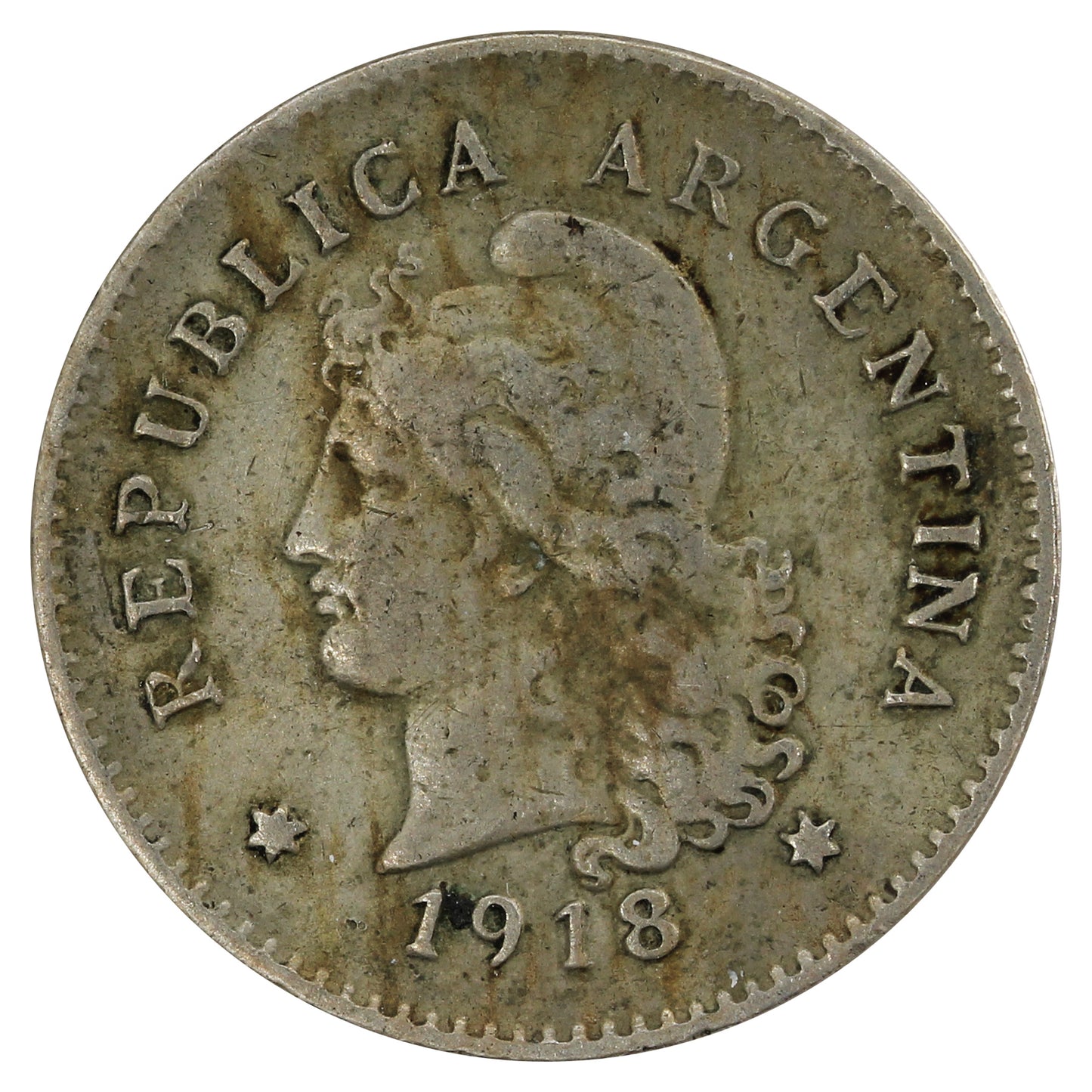 Argentina 1918 10 Centavos VF-EF (VF30)