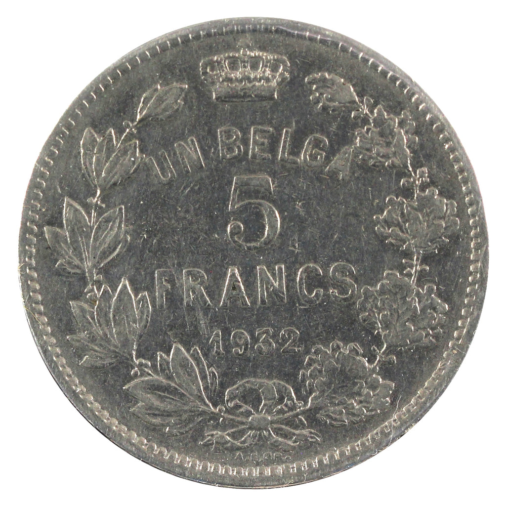 Belgium 1932 French 5 Francs Extra Fine (EF40)