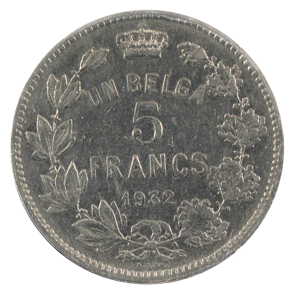 Belgium 1932 French 5 Francs Extra Fine (EF40)