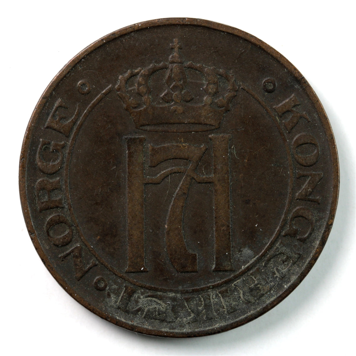 Norway 1908 5 Ore VF-EF (VF-30) $