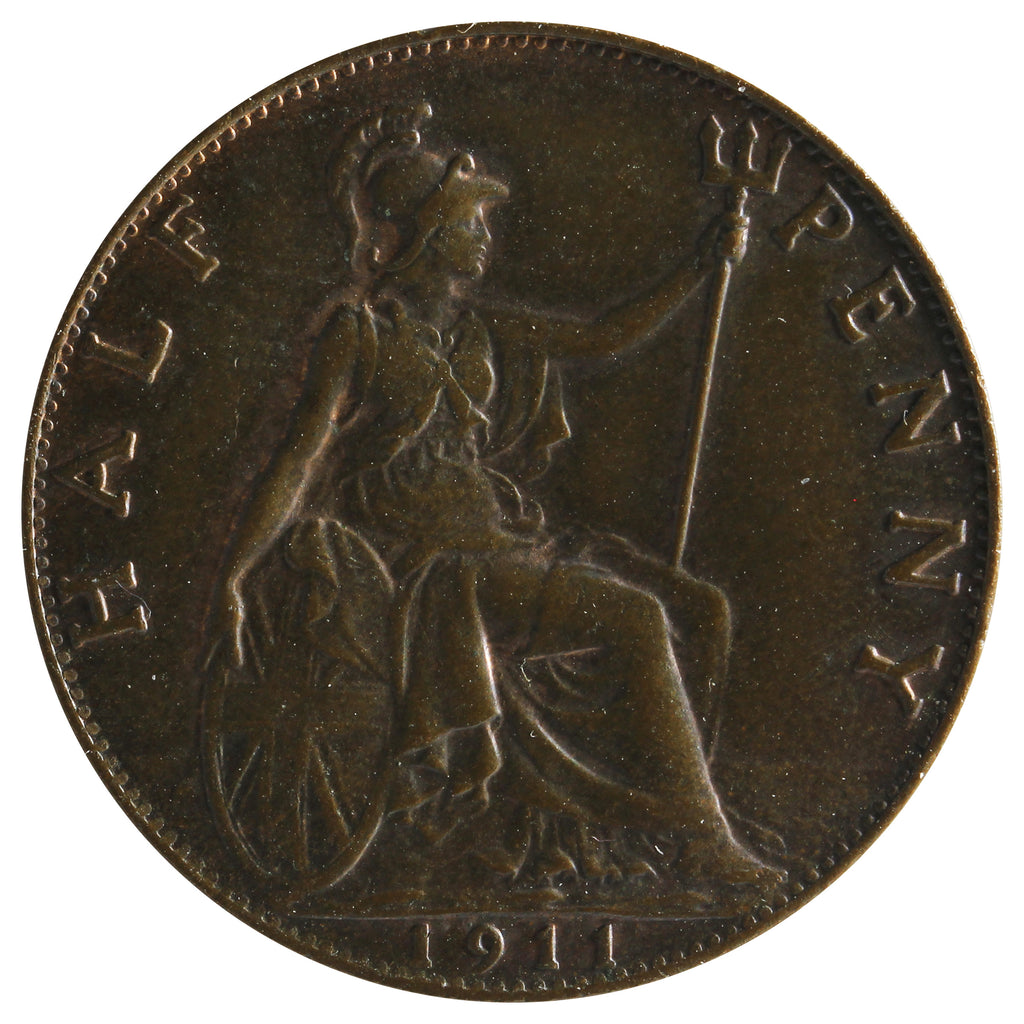 Great Britain 1911 1/2 Penny Almost Uncirculated (AU50)