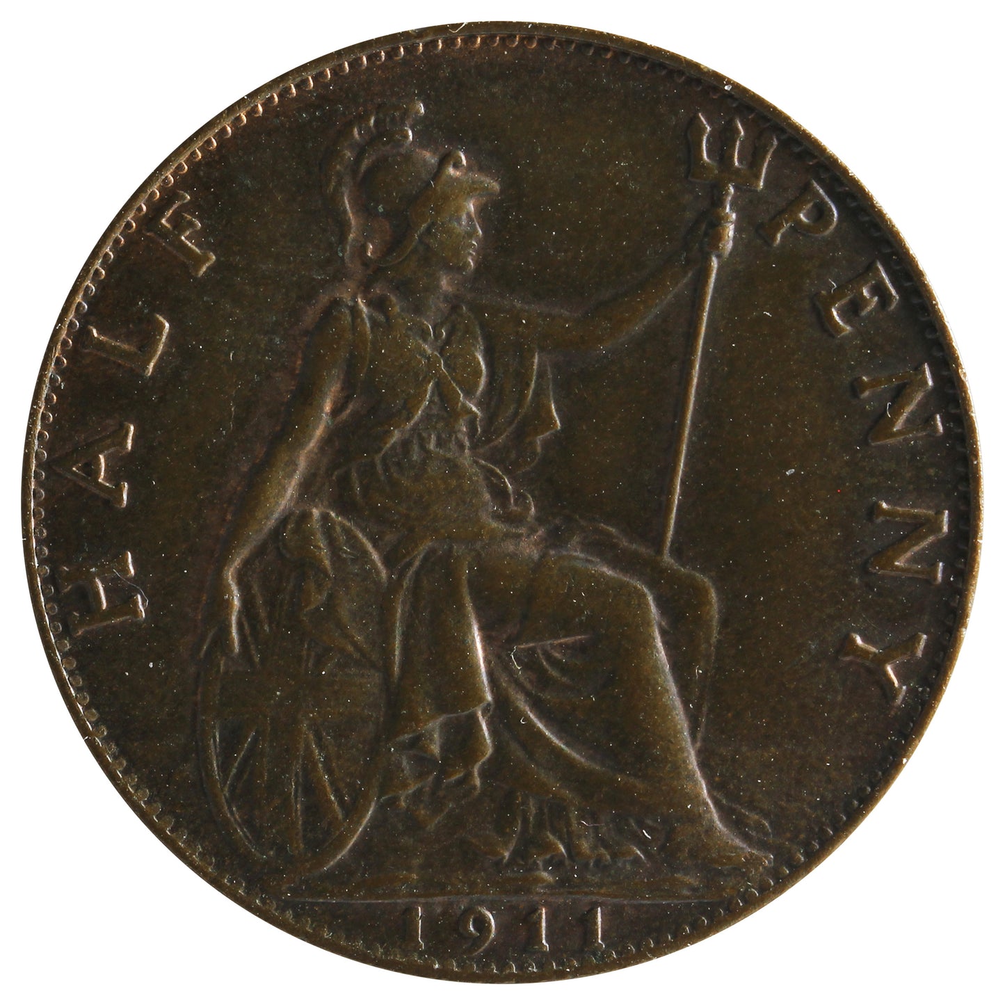 Great Britain 1911 1/2 Penny Almost Uncirculated (AU50)