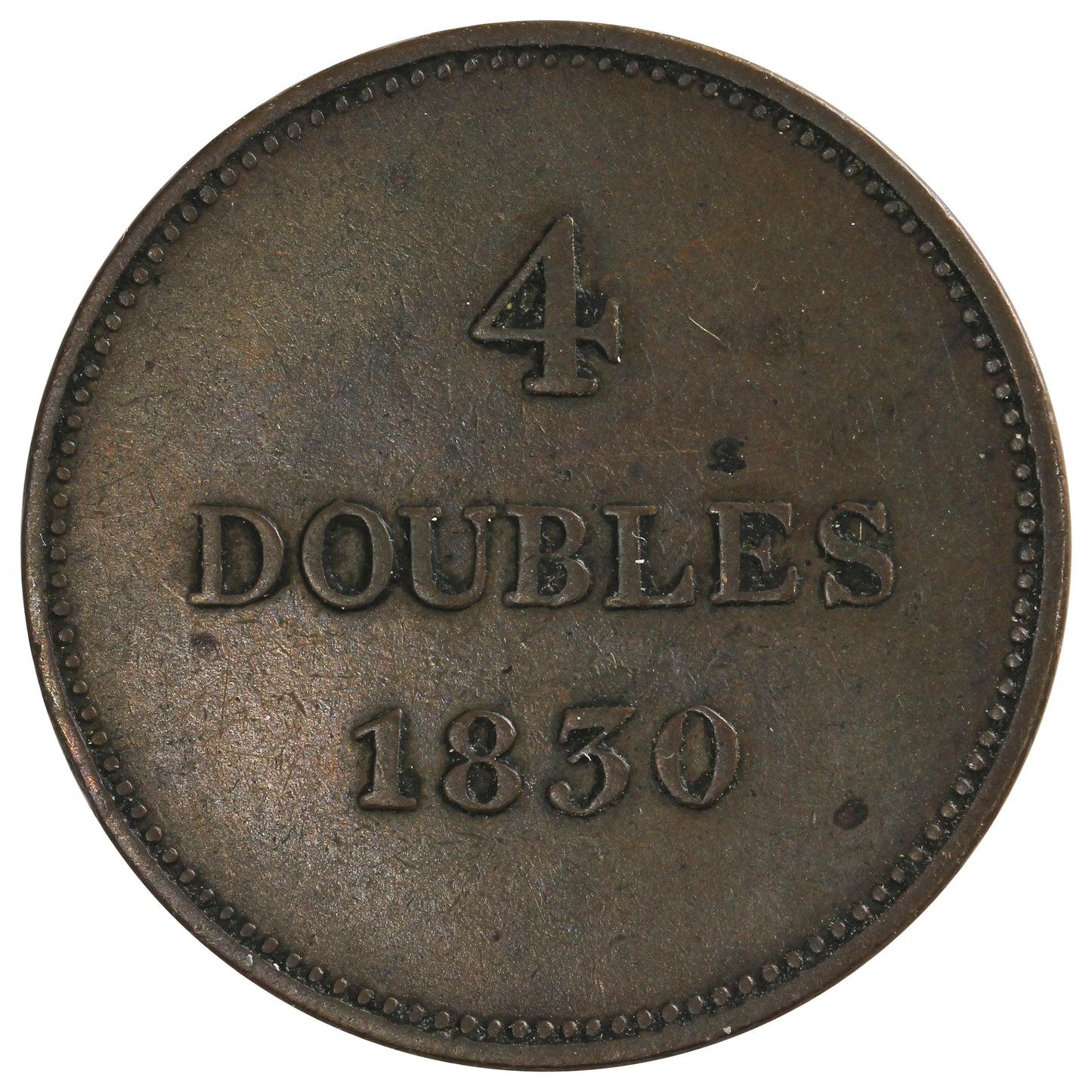 Guernsey 1830 4 Doubles VF-EF (VF30)