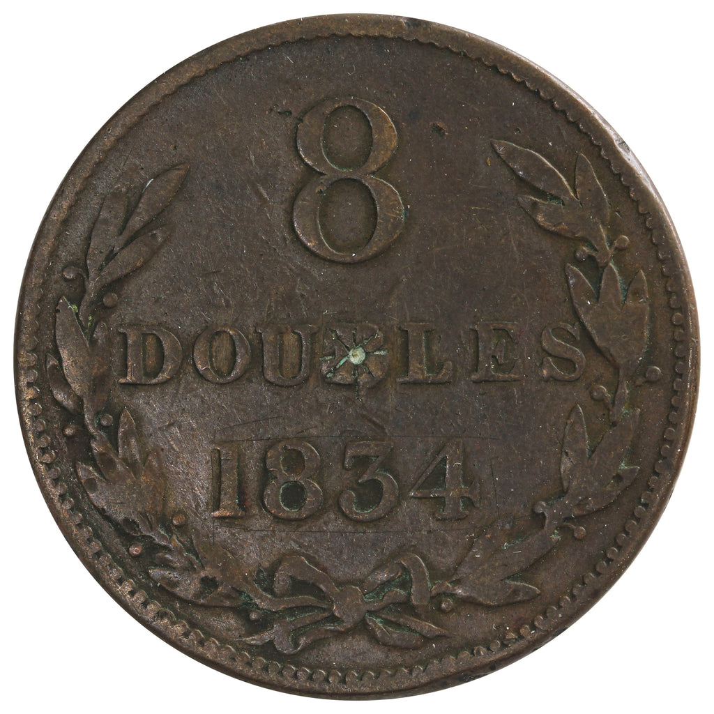 Guernsey 1834 8 Doubles VF-EF (VF30)