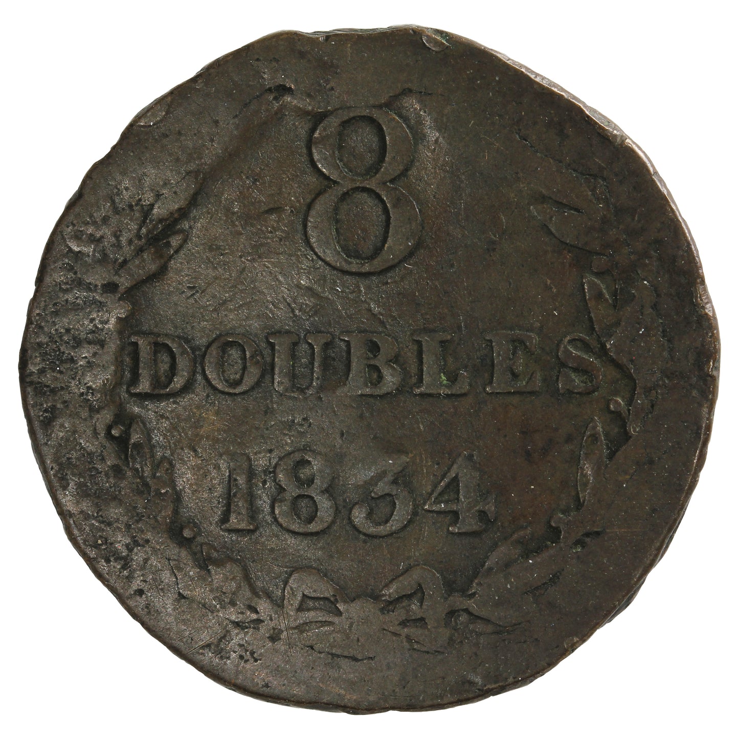 Guernsey 1834 8 Doubles Very Fine (VF20)