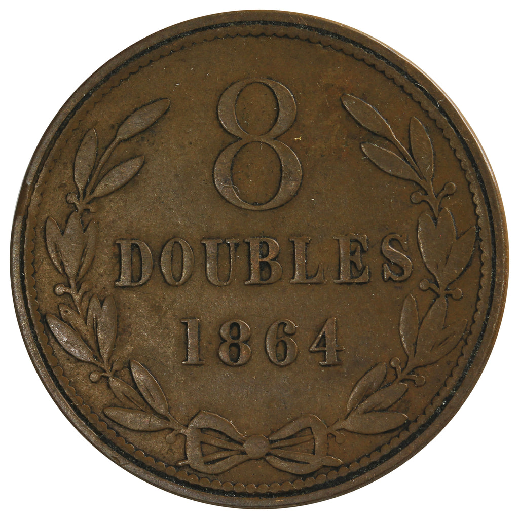 Guernsey 1864 8 Doubles Very Fine (VF20)