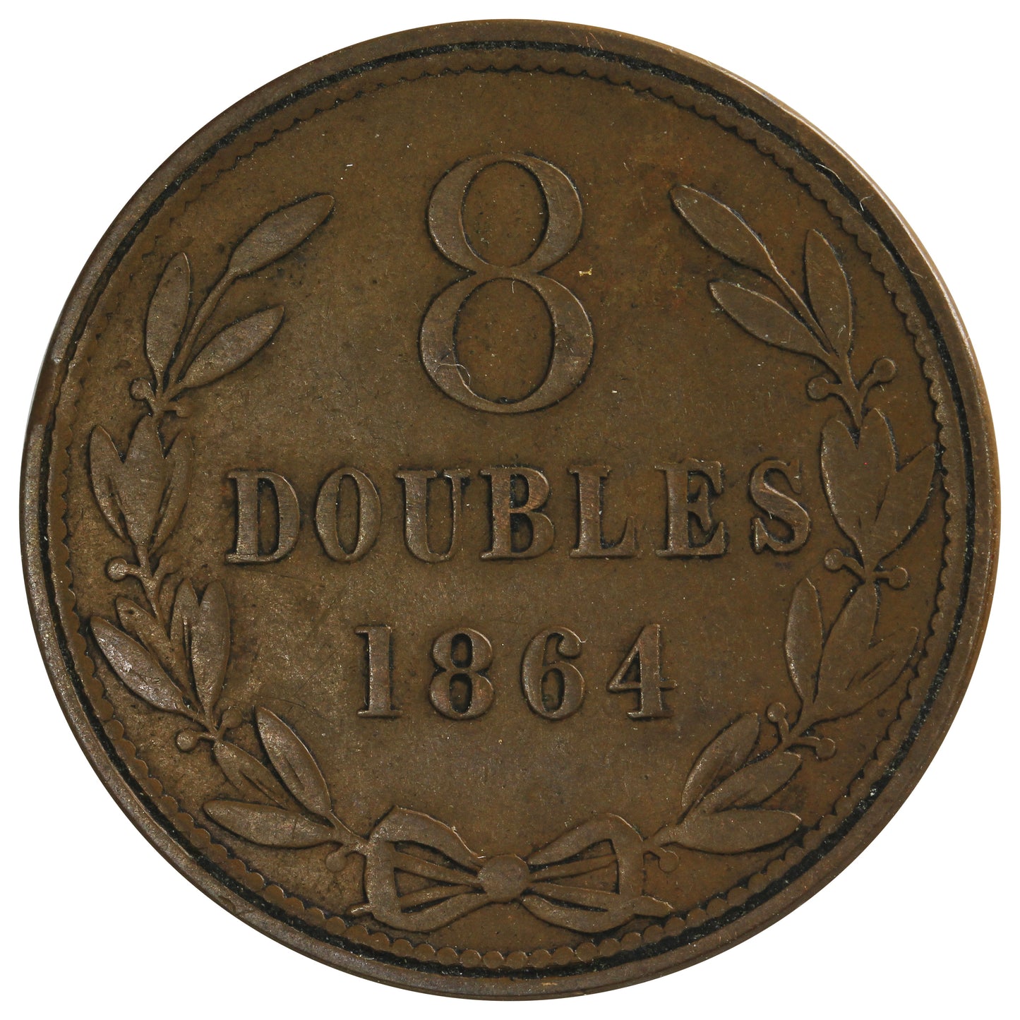 Guernsey 1864 8 Doubles Very Fine (VF20)