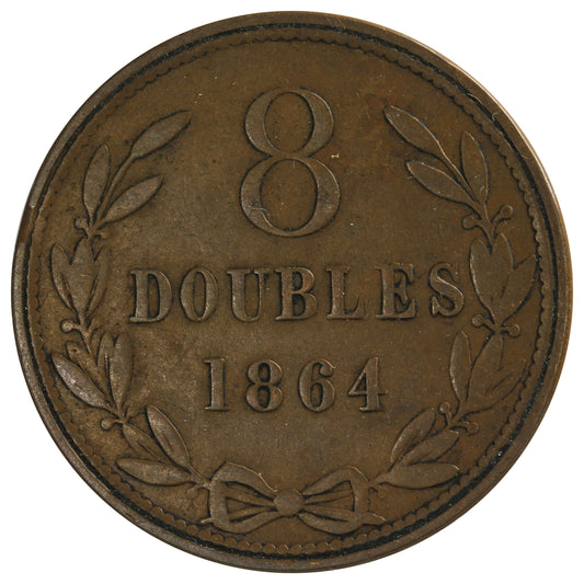 Guernsey 1864 8 Doubles Very Fine (VF20)
