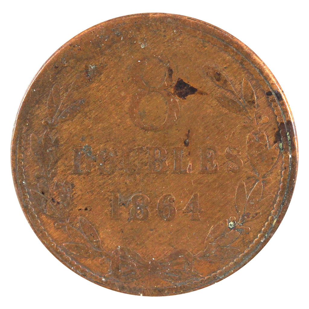 Guernsey 1864 8 Doubles F-VF (F15)