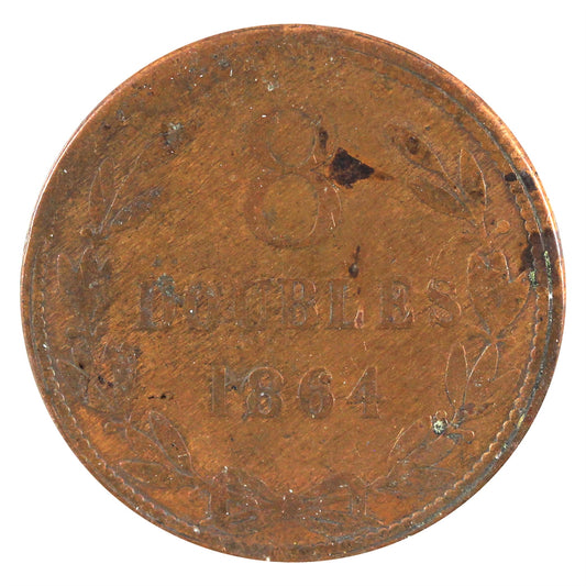 Guernsey 1864 8 Doubles F-VF (F15)