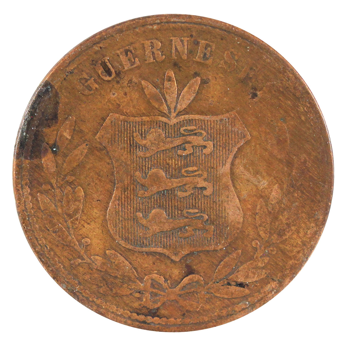 Guernsey 1864 8 Doubles F-VF (F15)