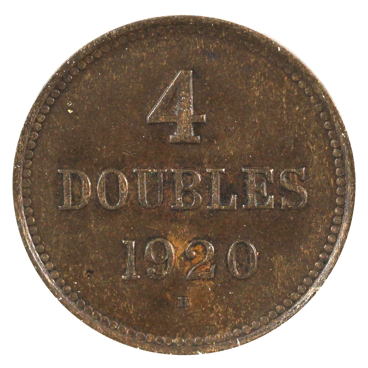 Guernsey 1920H 4 Doubles Almost Uncirculated (AU50)