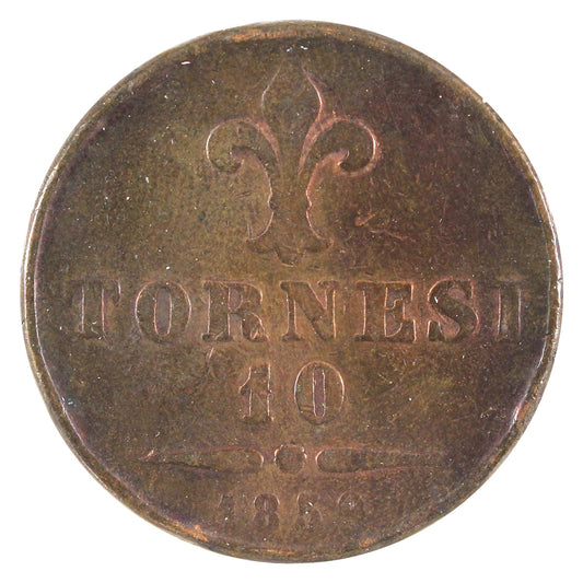 Italy 1859LA Naples 10 Tornesi F-VF (F-15)