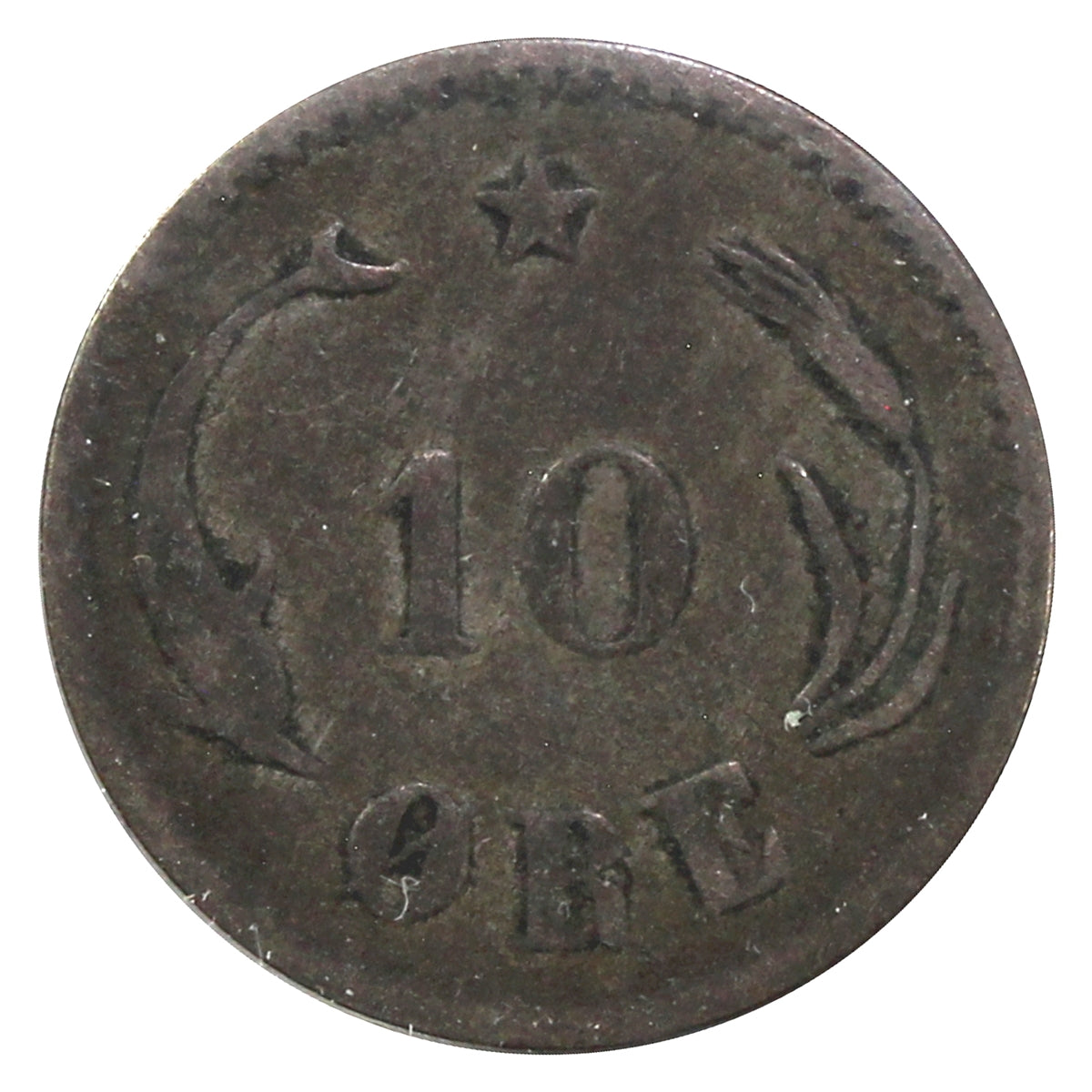 Denmark 1882HCS 10 Ore Fine (F12)
