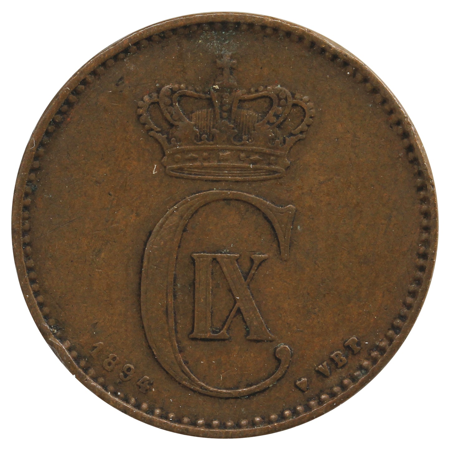 Denmark 1894VBP 2 Ore Extra Fine (EF40)