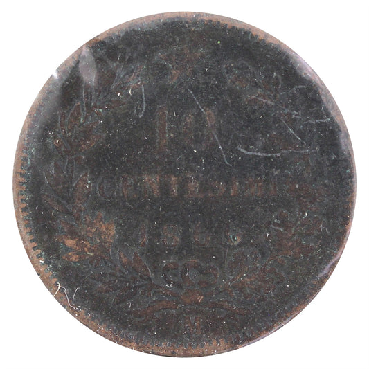 Italy 1866M 10 Centesimi Very Fine (VF-20)