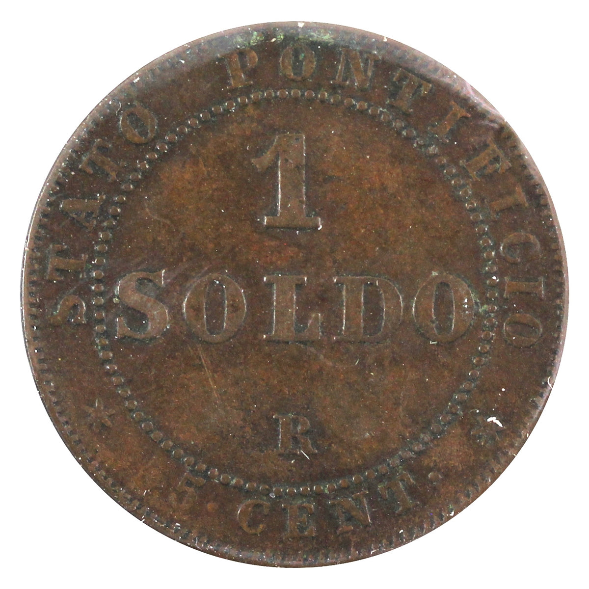 Italy 1866R Papal Soldo Extra Fine (EF40)