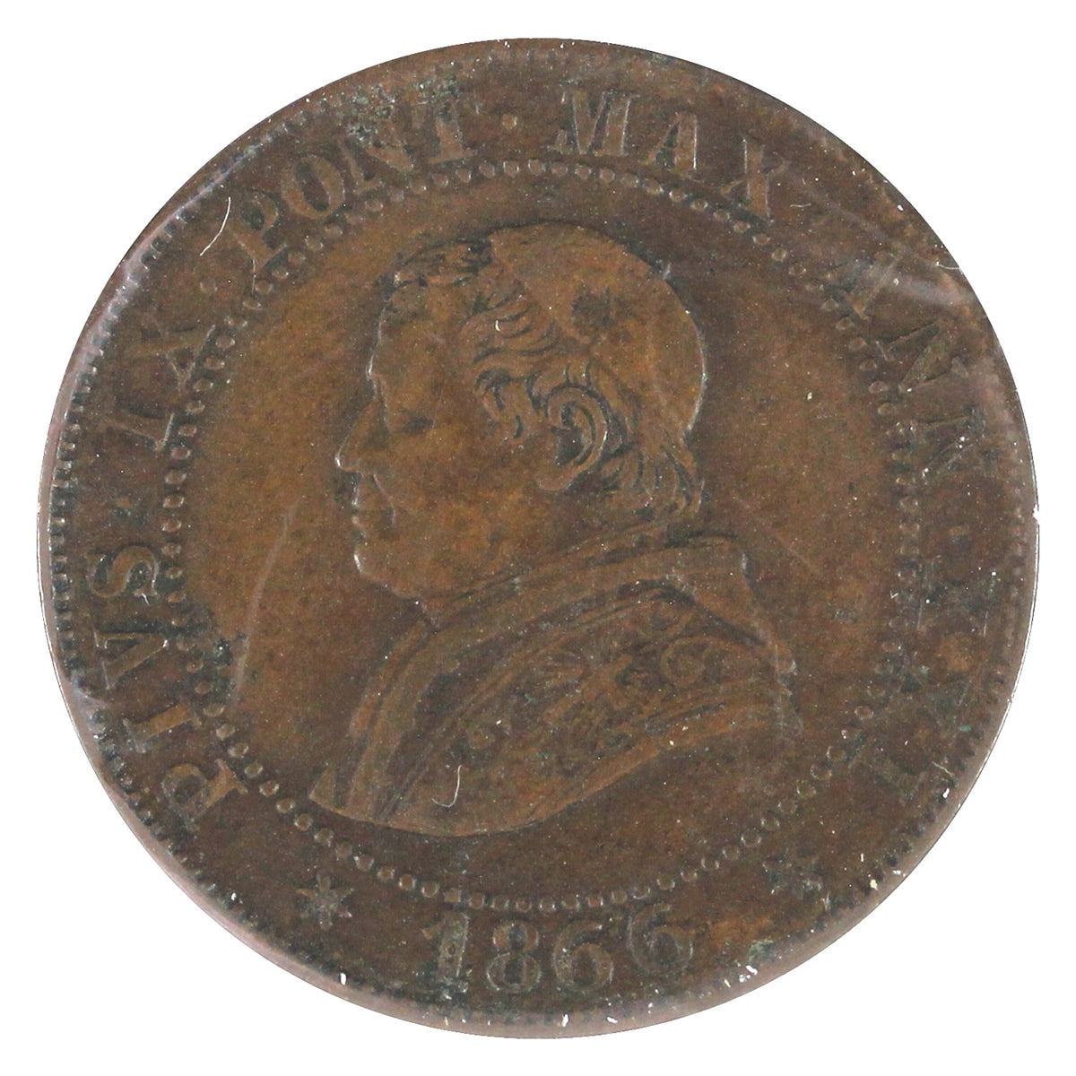 Italy 1866R Papal Soldo Extra Fine (EF40)