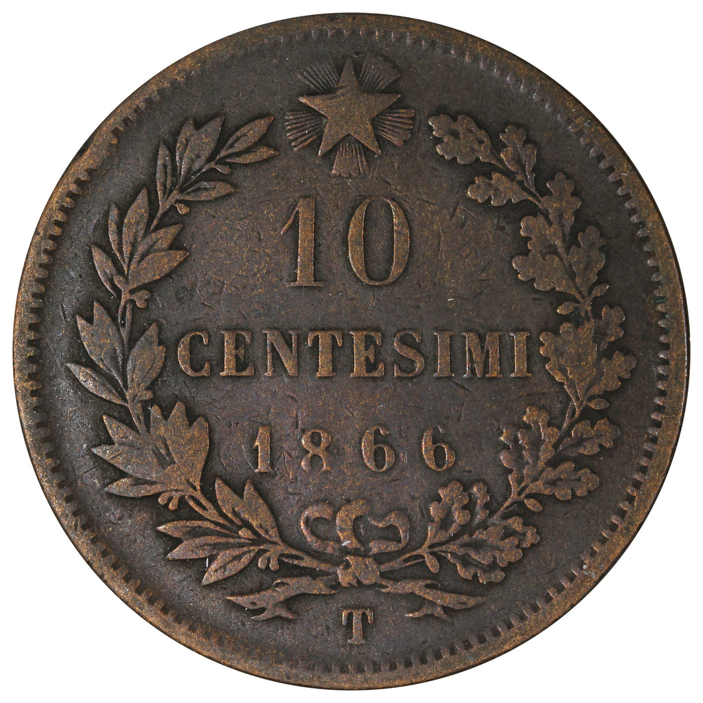 Italy 1866T 10 Centesimi VF-EF (VF30)