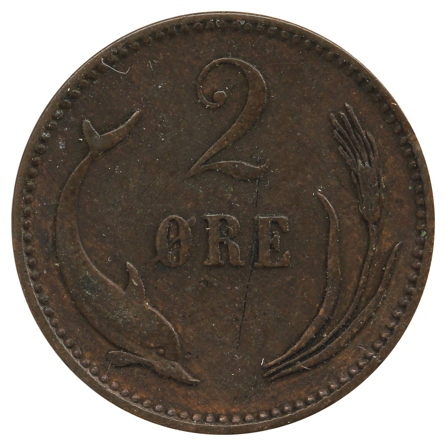 Denmark 1906VBP 2 Ore Extra Fine (EF40)