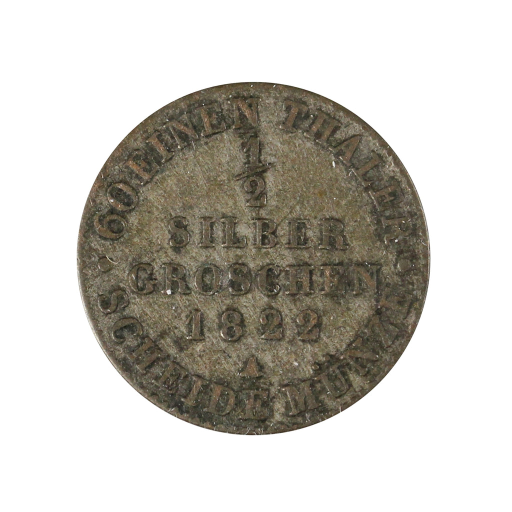 German States 1822A Prussia 1/2 Groshen VF-EF (VF30)