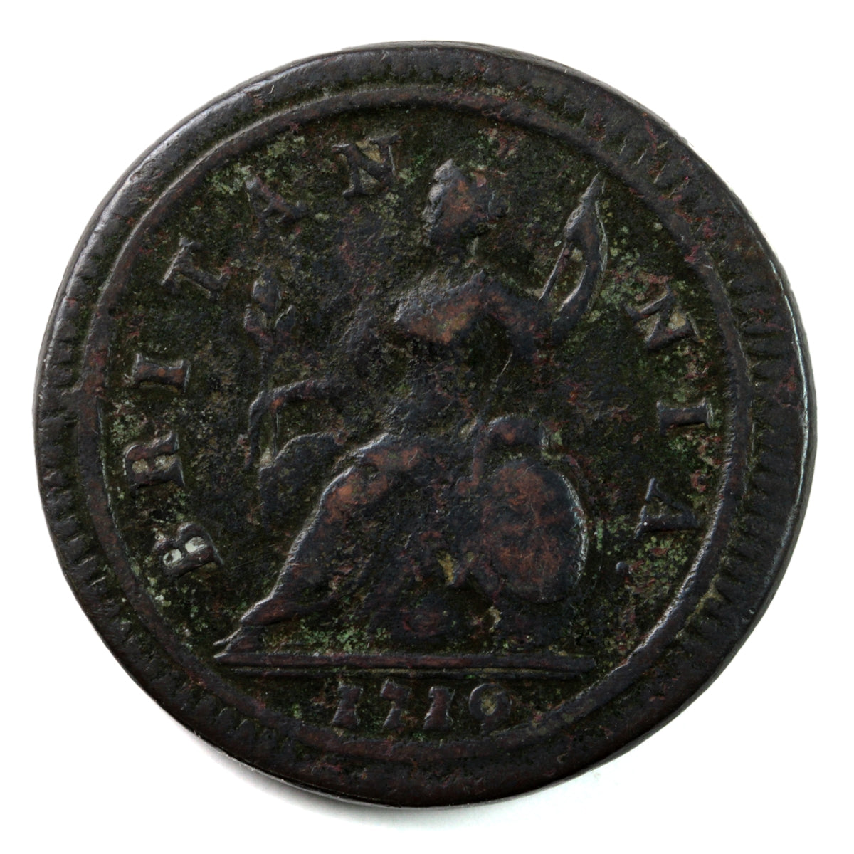 Great Britain 1719 1/2 Penny Very Fine (VF20) Corrosion $