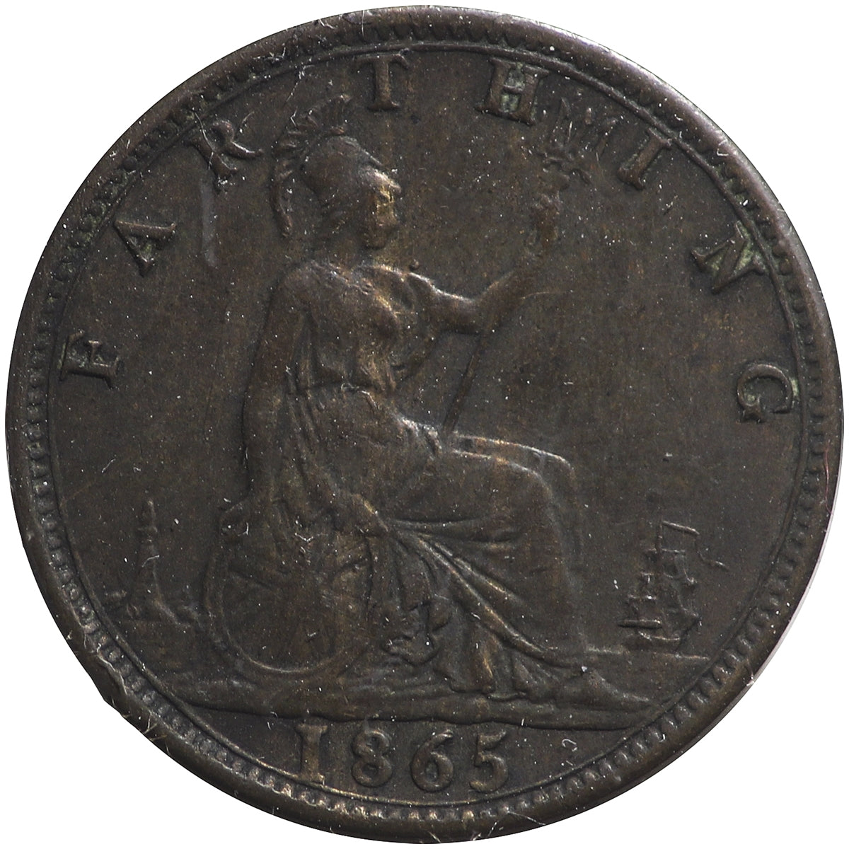 Great Britain 1865 Farthing VF-EF (VF30)