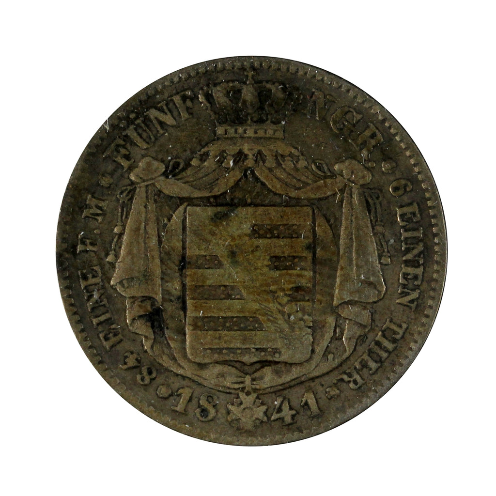 German States 1841G Saxony 1/16 Thaler VF-EF (VF30)