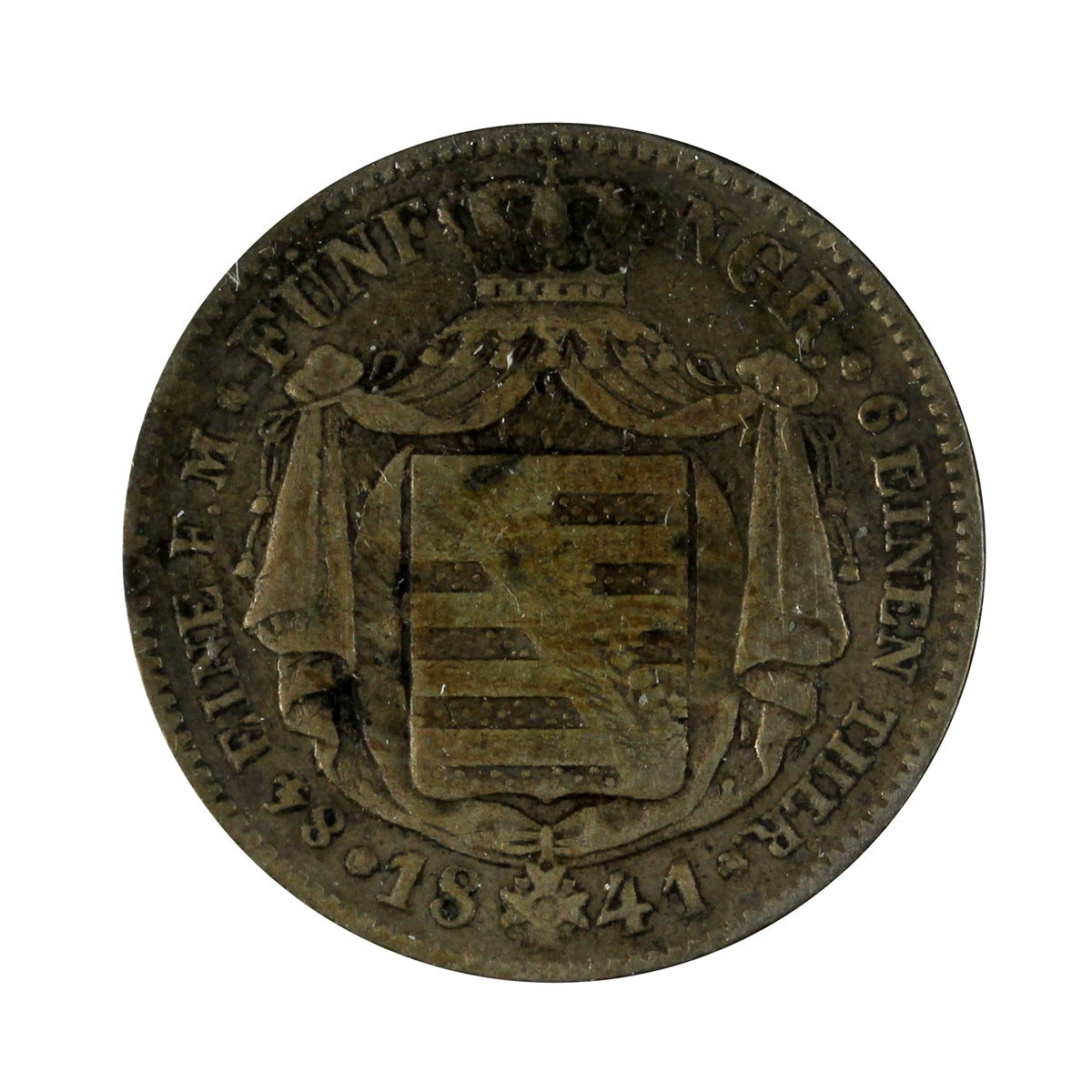 German States 1841G Saxony 1/16 Thaler VF-EF (VF30)