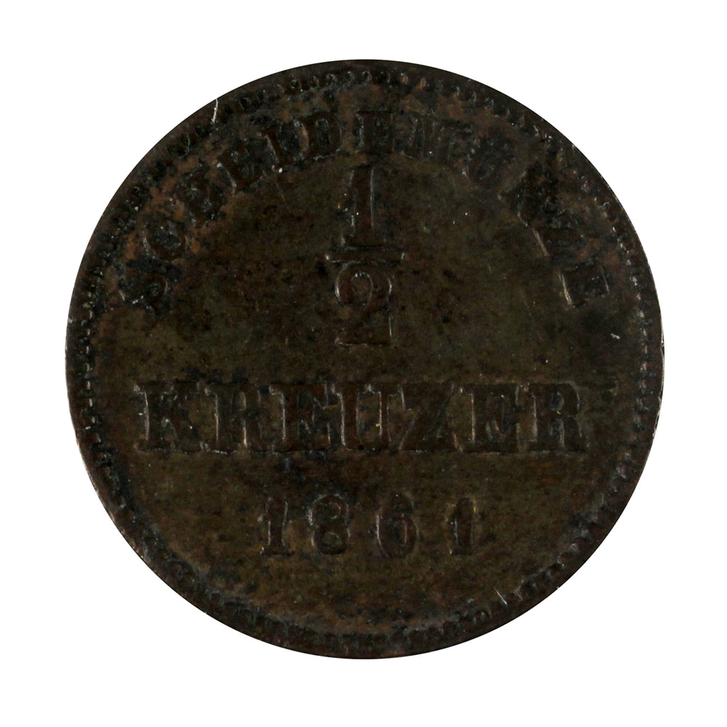 German States 1861 Wurttemberg 1/2 Kreuzer Extra Fine (EF40)