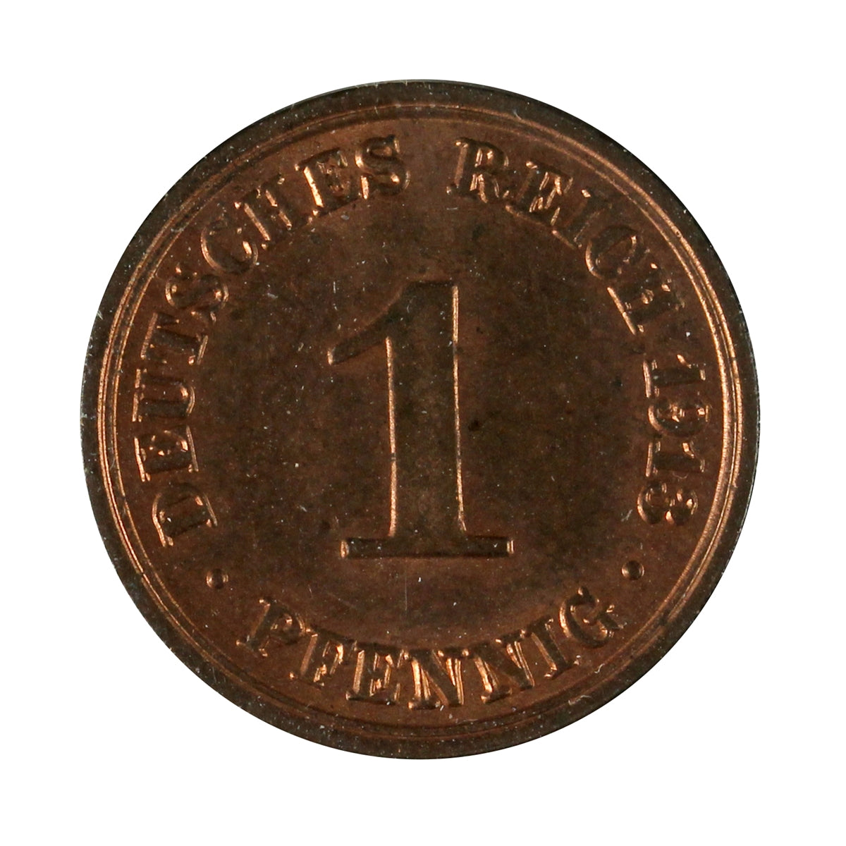 German Empire 1913A Pfennig Almost Uncirculated (AU50)