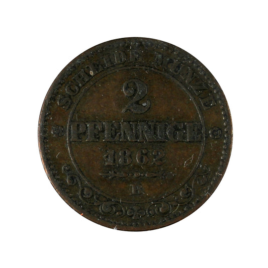 German States 1862B Saxony 2 Pfennig Extra Fine (EF40)
