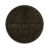 German States 1865A Prussia 2 Pfennig Almost Uncirculated (AU50)