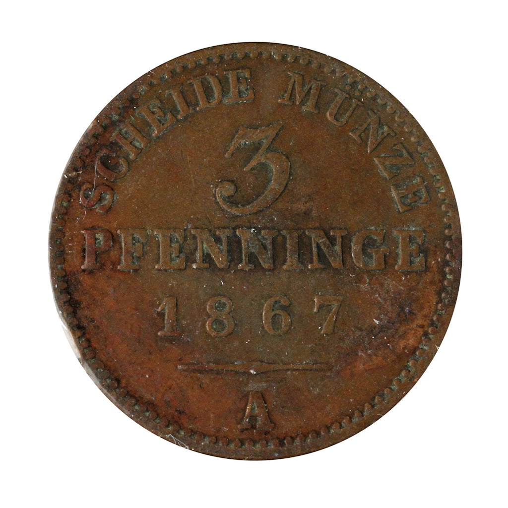 German States 1867A Prussia 3 Pfennig VF-EF (VF30)