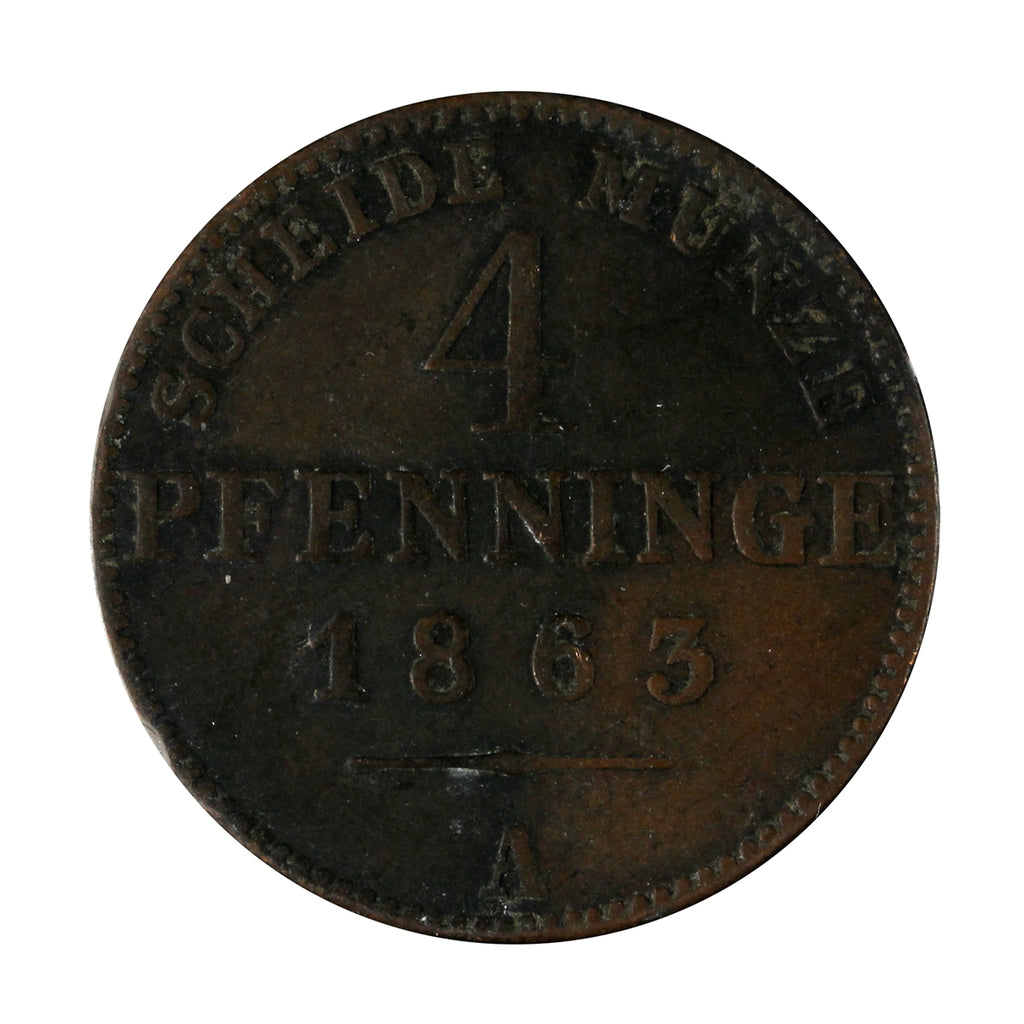 German States 1863A Prussia 4 Pfennig VF-EF (VF30)