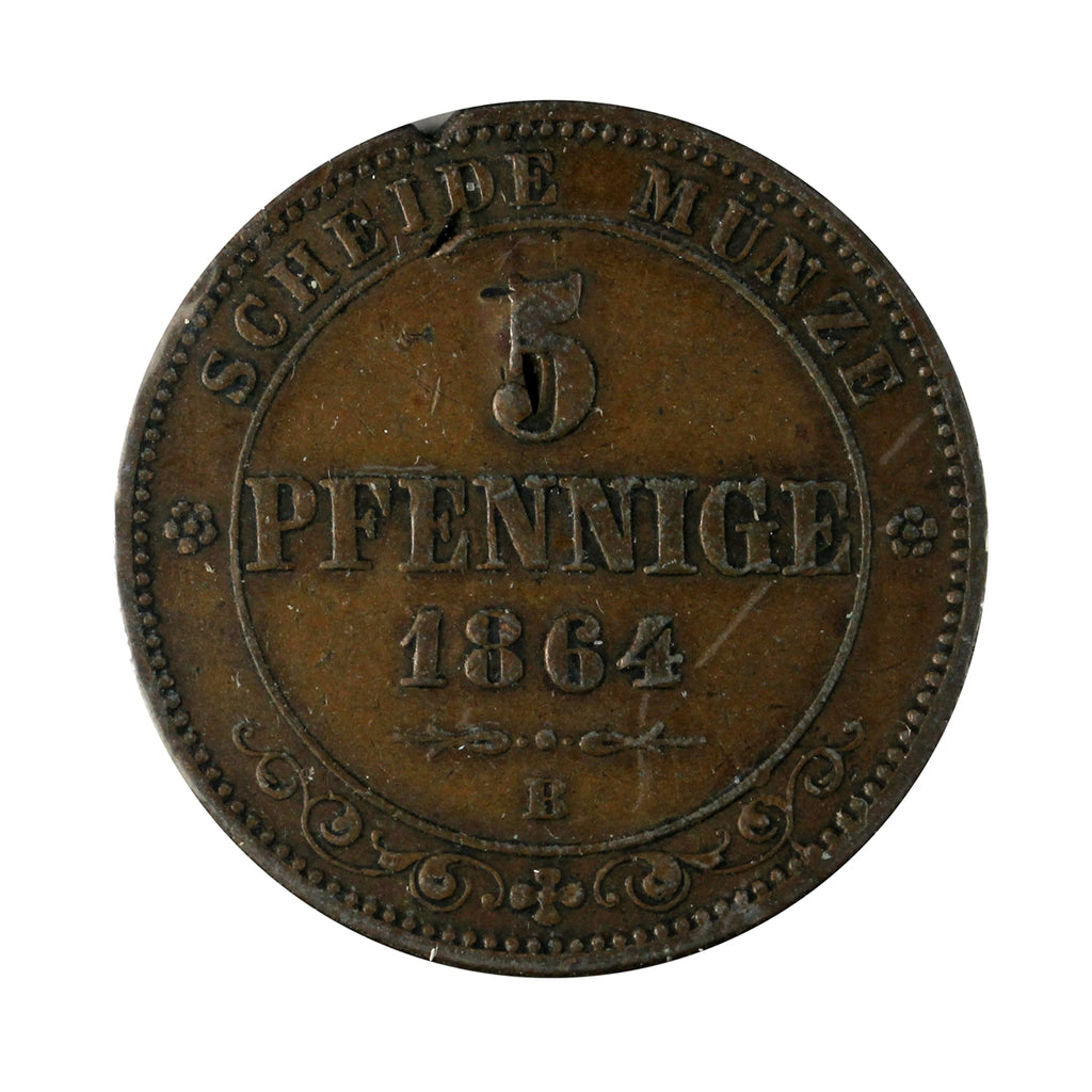 German States 1864B Saxony 5 Pfennig Extra Fine (EF40)