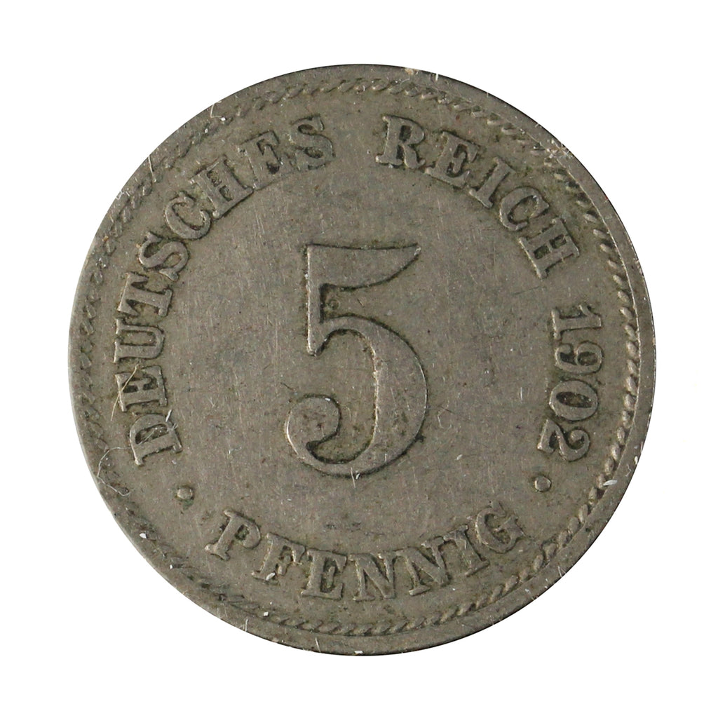 German Empire 1902E 5 Pfennig Extra Fine (EF40)