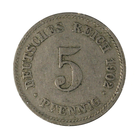 German Empire 1902E 5 Pfennig Extra Fine (EF40)