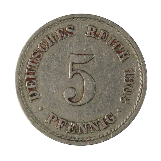 German Empire 1903F 5 Pfennig Extra Fine (EF40)