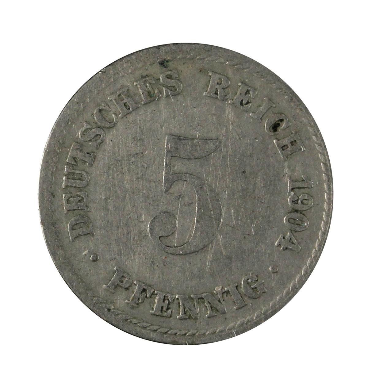 German Empire 1904A 5 Pfennig Extra Fine (EF40)