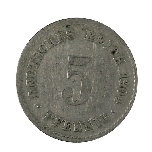 German Empire 1904A 5 Pfennig Extra Fine (EF40)