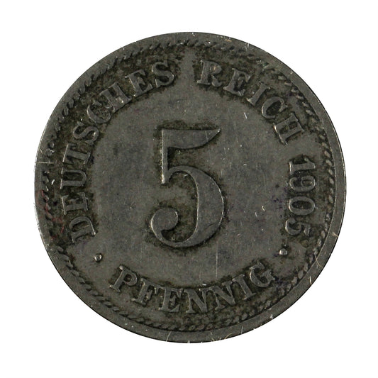 German Empire 1905G 5 Pfennig Extra Fine (EF40)