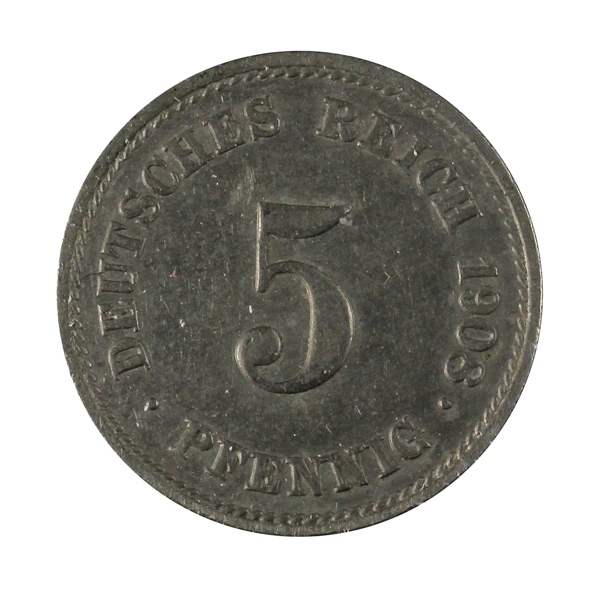 German Empire 1908J 5 Pfennig Extra Fine (EF40)