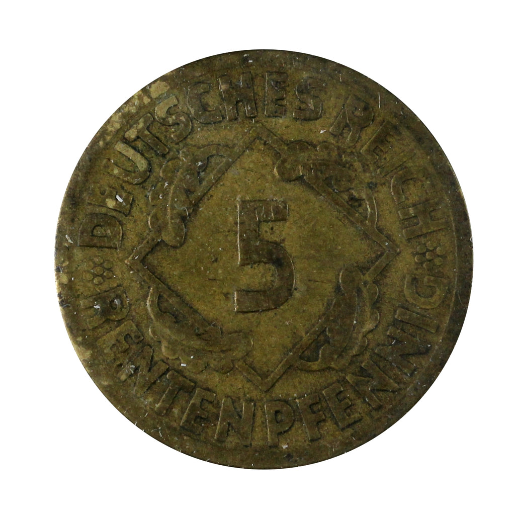 German Weimar Republic 1924J 5 Pfennig Extra Fine (EF40)