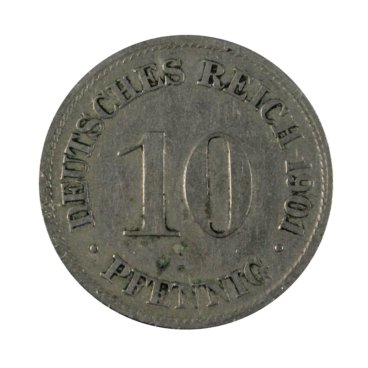 German Empire 1901D 10 Pfennig Extra Fine (EF40)