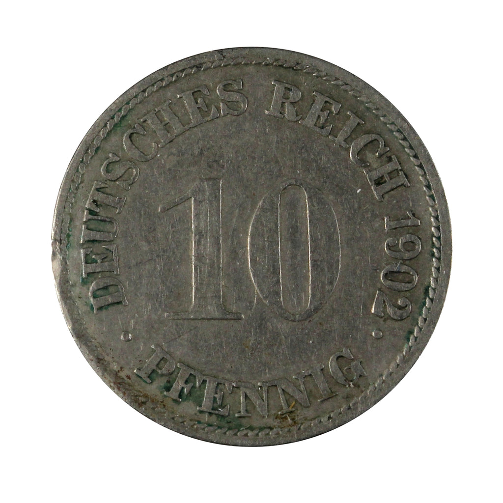 German Empire 1902G 10 Pfennig Very Fine (VF20)