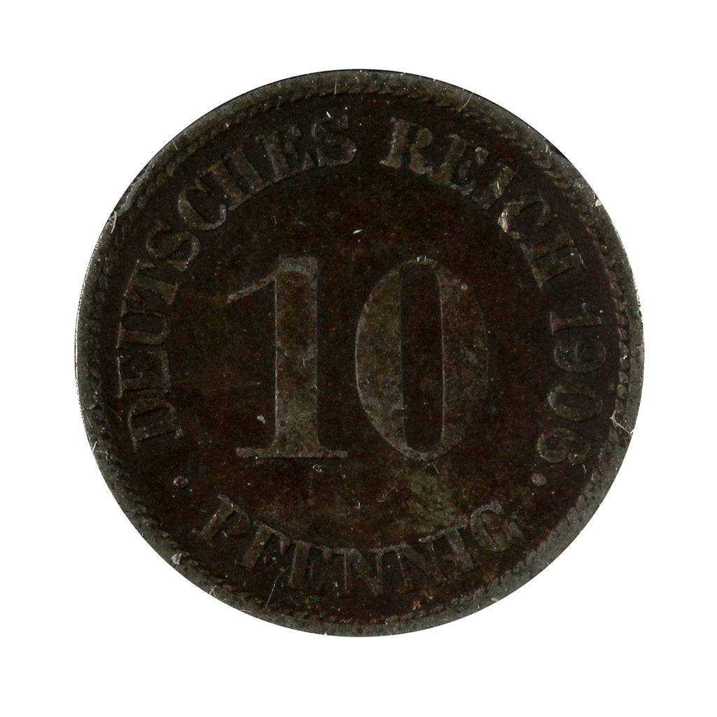 German Empire 1906G 10 Pfennig Extra Fine (EF40)