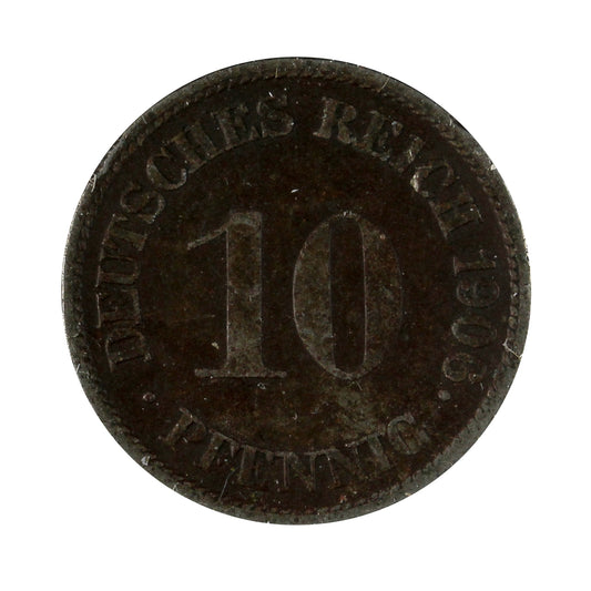 German Empire 1906G 10 Pfennig Extra Fine (EF40)