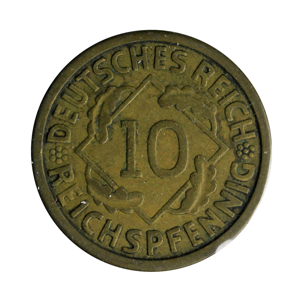 German Weimar Republic 1924J 10 Pfennig Extra Fine (EF40)