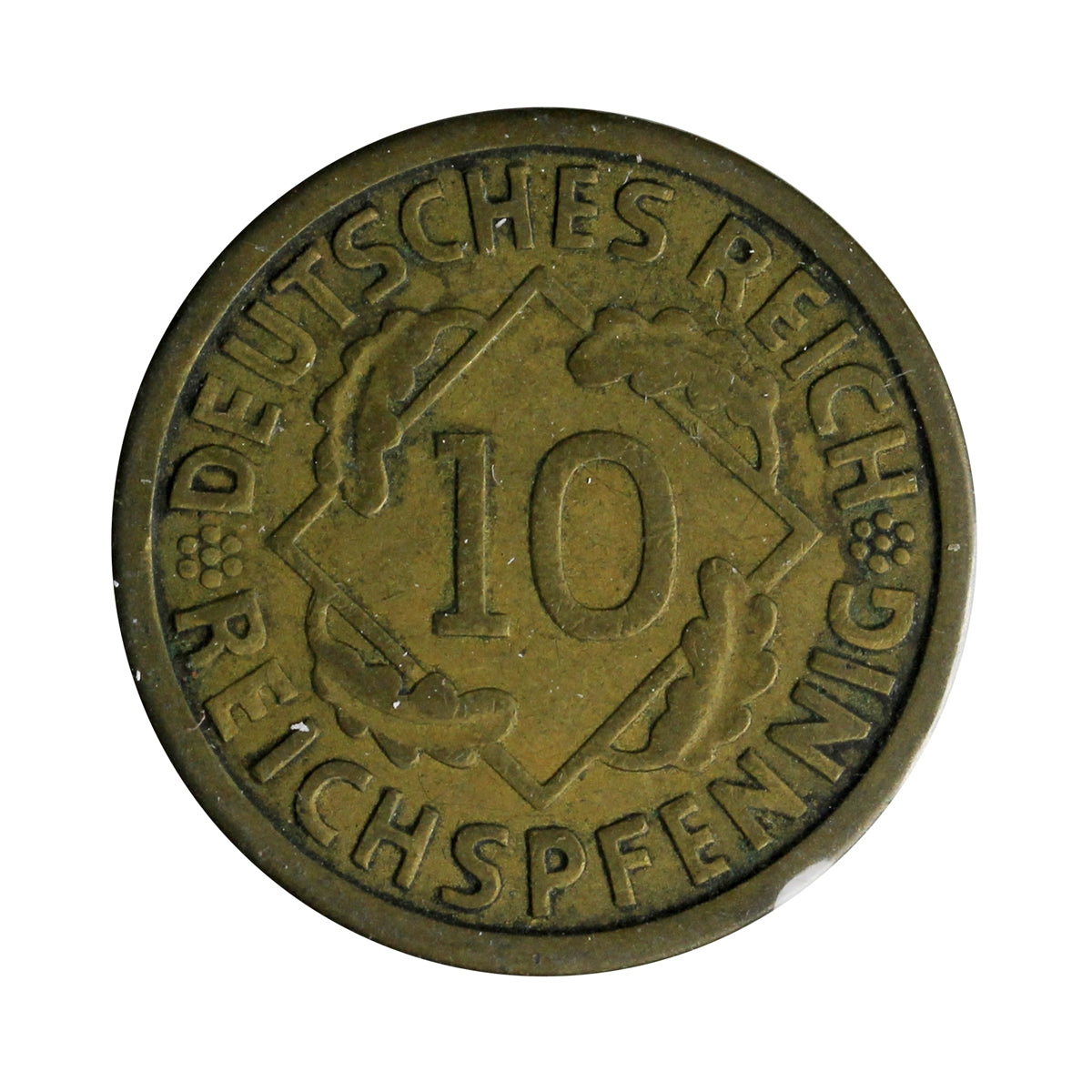 German Weimar Republic 1924J 10 Pfennig Extra Fine (EF40)